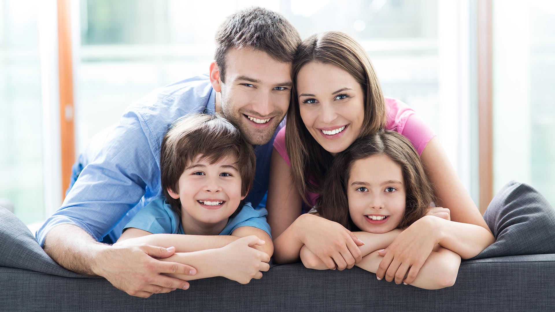 Family on couch